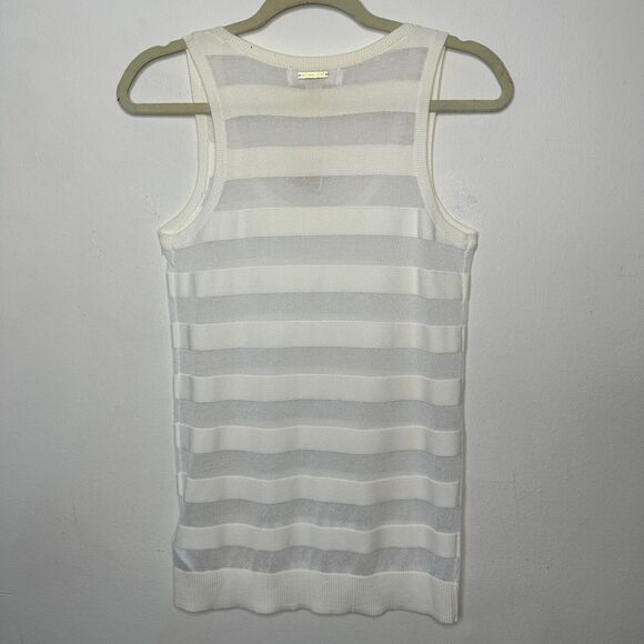 NWT Michael Kors Cream and Sheer Stripes Sleeveless Deep Scoop Neck Tank Top SM - Picture 5 of 12